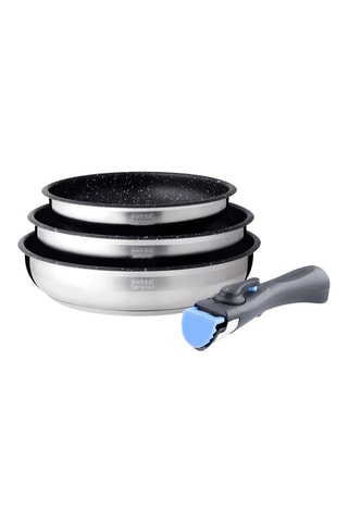 3 Roestvrijstalen Koekenpannen en 1 Afneembare Steel - 20,24 en 28 cm