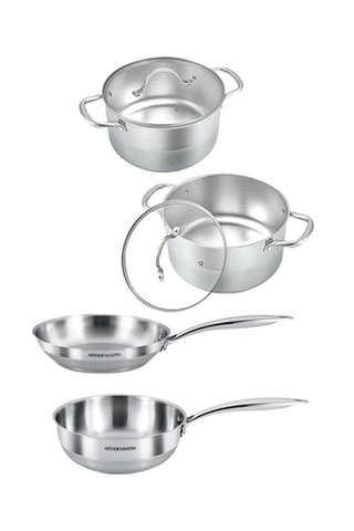 Roestvrijstalen Kookpot - 24 cm, Roestvrijstalen 18/10 Koekenpan - 20 cm en Roestvrijstalen 18/10 Hapjespan - 20 cm