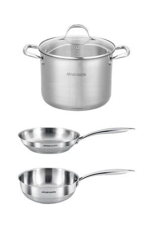 Roestvrijstalen Kookpan - 24 cm, Roestvrijstalen 18/10 Koekenpan - 20 cm en Roestvrijstalen 18/10 Hapjespan - 20 cm 