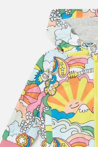 Corta-vento com capuz - Bege e amarelo