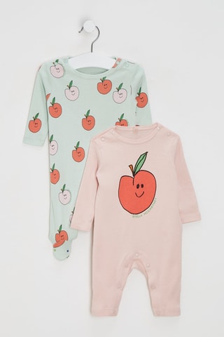 2 babygros - Rosa e verde-claro