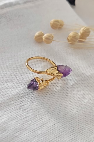 Ring - Verguld Messing - Amethisten