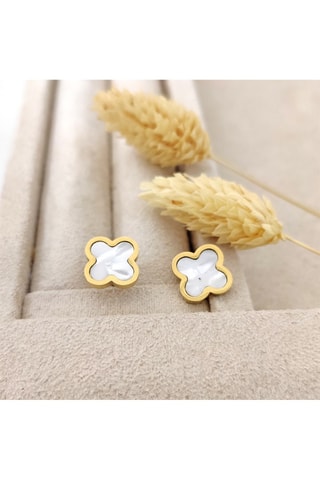 Oorbellen - Verguld Messing -  Parelmoer