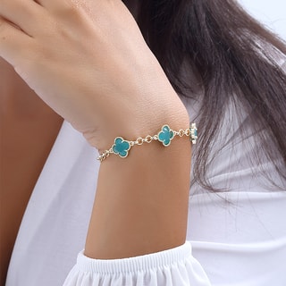 Armband - Messing Doublé Goud & Steentje - Groen