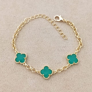 Armband - Messing Doublé Goud & Steentje - Groen