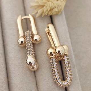 Oorbellen - Messing Doublé Goud & Zirkonia