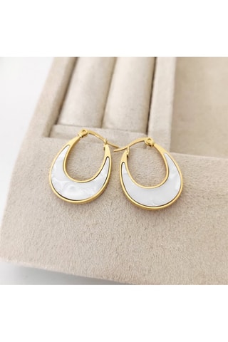 Creolen - Verguld Messing - Parelmoer