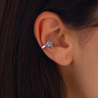 Earcuff - Zilverkleurig Messing & Zirkonia