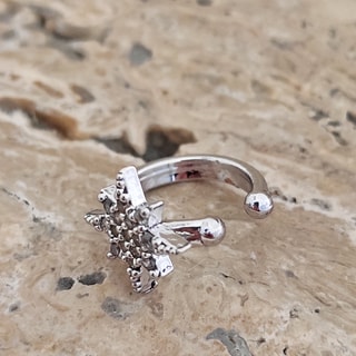 Earcuff - Zilverkleurig Messing & Zirkonia