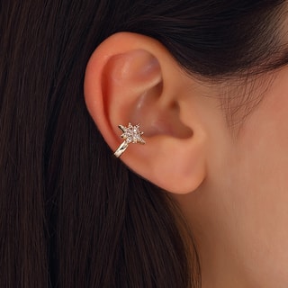 Earcuff - Messing Doublé Goud & Zirkonia