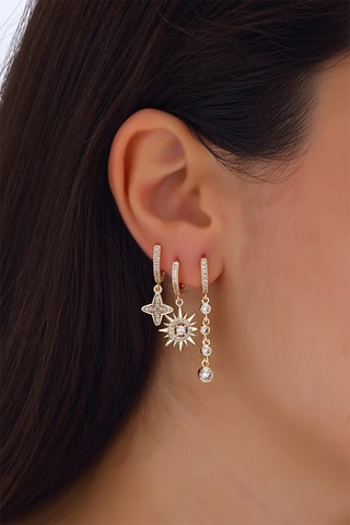 3 Oorbellen - Verguld Messing - Zirkonia’s