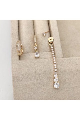 3 Oorbellen - Verguld Messing - Zirkonia’s