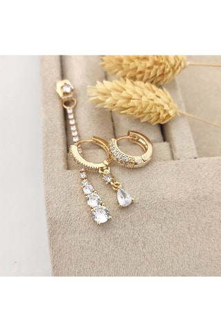 3 Oorbellen - Verguld Messing - Zirkonia’s