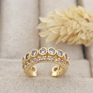 Earcuff - Messing Doublé Goud & Zirkonia