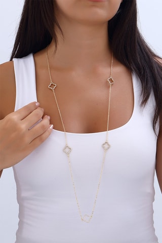 Lange Ketting - Verguld Messing - Zirkonia’s