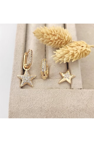 3 Oorbellen - Verguld Messing - Zirkonia’s