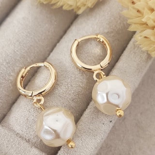 Oorbellen - Messing Doublé Goud & Parel