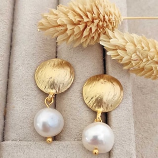 Oorbellen - Messing Doublé Goud & Parels