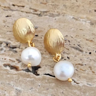 Oorbellen - Messing Doublé Goud & Parels