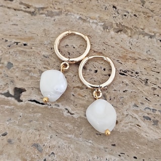 Oorbellen - Messing Doublé Goud & Parel