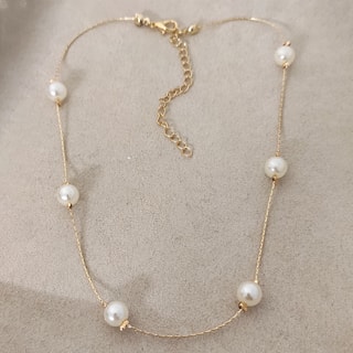 Ketting - Messing Doublé Goud & Parels