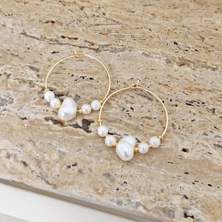 Oorbellen - Messing Doublé Goud & Parels 