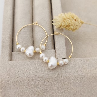 Oorbellen - Messing Doublé Goud & Parels 