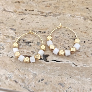 Oorbellen - Messing Doublé Goud & Parelmoer