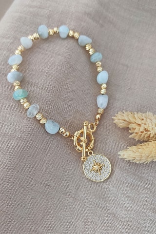 Armband - Doublé Geelgoud en Agaat