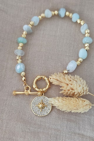 Armband - Doublé Geelgoud en Agaat