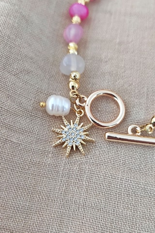 Armband - Doublé Geelgoud en Agaat