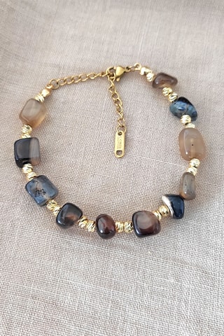 Armband - Doublé Geelgoud en Agaat