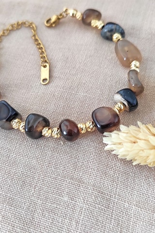 Armband - Doublé Geelgoud en Agaat