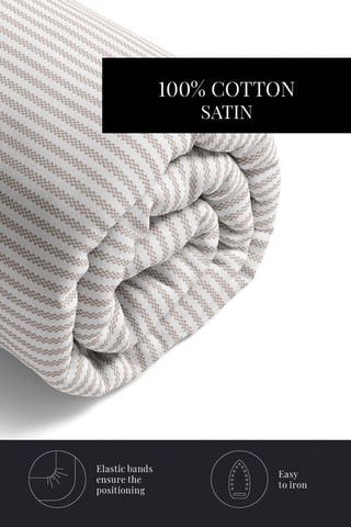 Lenzuolo sotto in raso di cotone 80 fili/cm² Lignes élégantes - Taupe