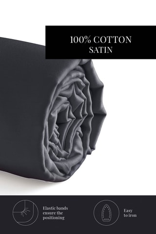 Sábana bajera de satén de algodón 80 hilos/cm² Liso - Gris oscuro