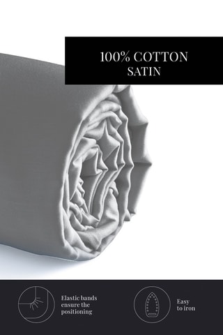 Sábana bajera de satén de algodón 80 hilos/cm² Liso - Gris oscuro