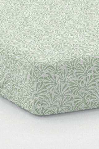Drap-housse en satin de coton Feuilles d'amour - Vert