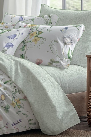 Drap-housse en satin de coton Feuilles d'amour - Vert