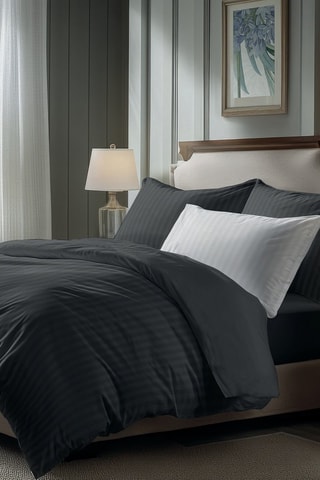 2 fundas de almohada de satén de algodón 79 hilos/cm² Dobby - Negro