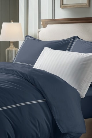 2 fundas de almohada de satén de algodón 79 hilos/cm² Cannes - Azul oscuro