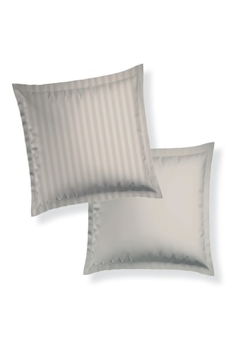 2 fundas de almohada de satén de algodón Dobby - Topo