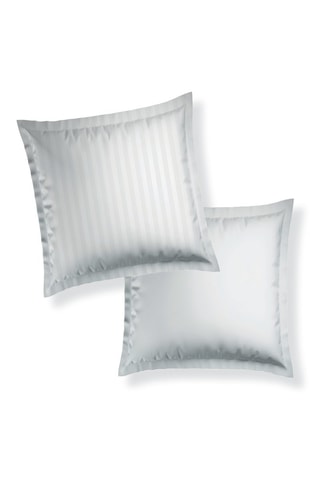 2 taies d'oreiller en satin de coton  Dobby - Blanc