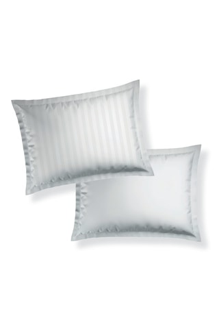 2 taies d'oreiller en satin de coton  Dobby - Blanc