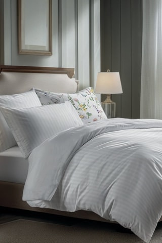 2 taies d'oreiller en satin de coton  Dobby - Blanc