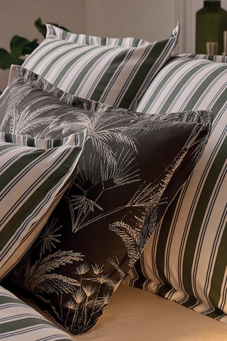 2 federe in raso di cotone 80 fili/cm² Soline - Verde e navy - 63 x 63 cm