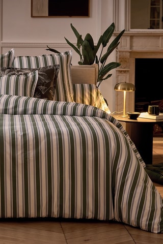 2 federe in raso di cotone 80 fili/cm² Soline - Verde e navy - 63 x 63 cm