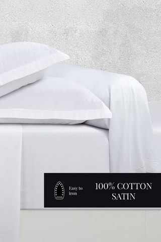 Funda de almohada de satén de algodón 80 hilos/cm² Uni 1 Baratta - Blanco
