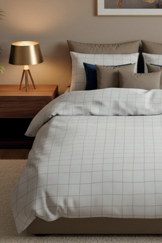 Taie de traversin en satin de coton 80 fils/cm² Carreaux minimalistes - Blanc