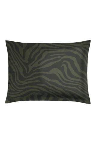 2 federe in raso di cotone 80 fili/cm² Evasion zébrée - Verde scuro - 50 x 70 cm