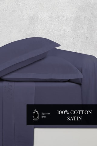 2 fundas de almohada de satén de algodón 80 hilos/cm² Uni 1 Baratta - Azul marino - 63 x 63 cm